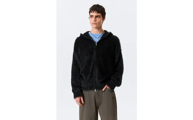 Boxy Knitted Hairy Zip Hoodie