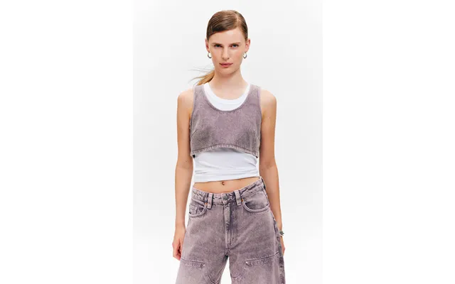 Cropped Zip-back Denim Bralette