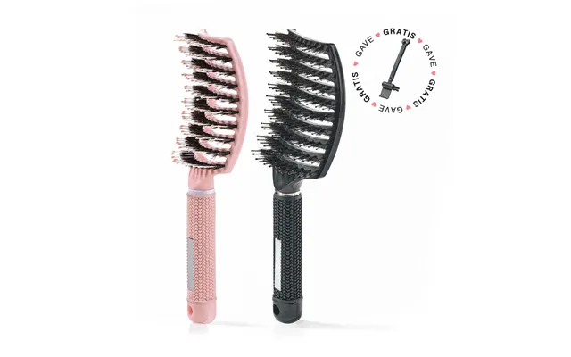 2 Stk. Curved Paddle Brush Gave - Lyserød Sort 12% Cleaning Brush