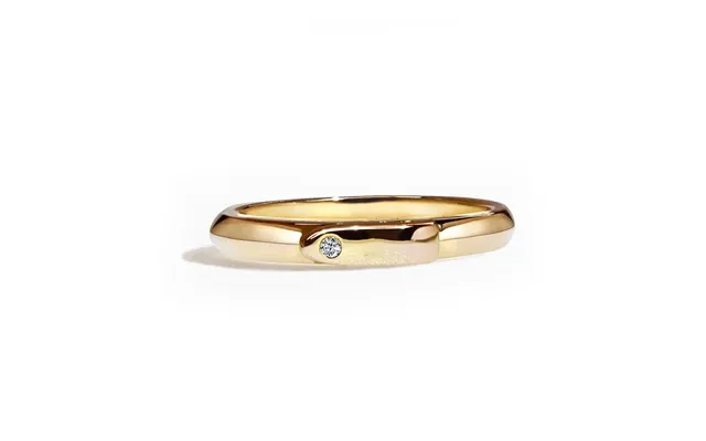 Equestrian Ring Forgyldt Sterling Sølv Med Enkelt Diamant - 54