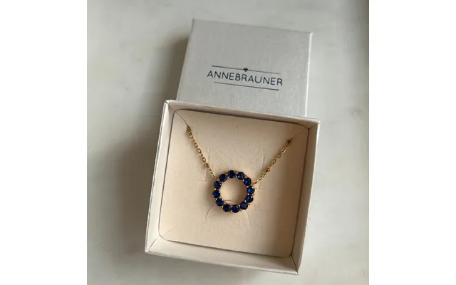 Annebrauner Big Sapphire Circle Halskæde 18k Guldbelagt