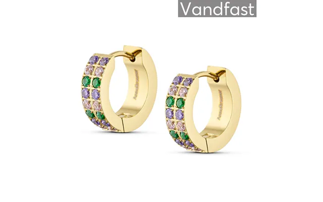 Annebrauner Creole Double Line Green Pink Mix 18k Guldbelagt