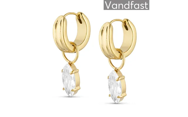 Annebrauner Oval Zirconia Hoop Øreringe 18k Guldbelagt
