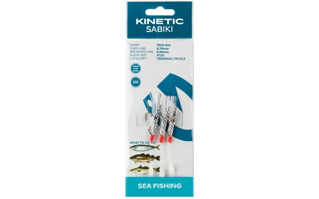 Kinetic Sabiki Trio Forfang Makrel Torsk, Hvid Flash - 1044313
