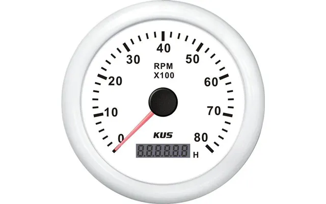 Kus Omdr.tæller Benzin 0-8000 1.-10p Med Timet.hvid 12 24v Ø - 1116525