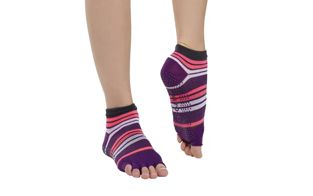Gaiam Tåløse No-slip Yoga Strømper Pink Purple