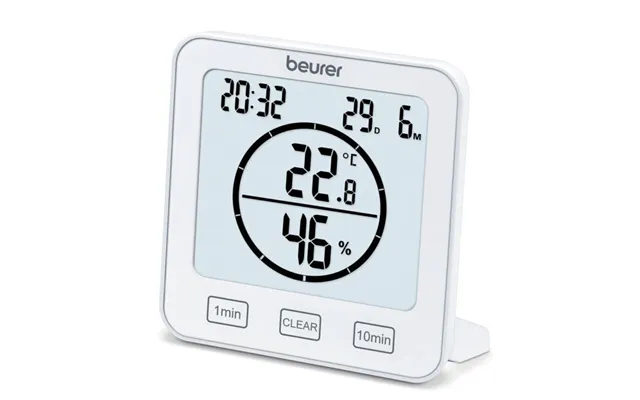 Outlet Hygrometer Med Ur - Timer Og Temperaturmåling