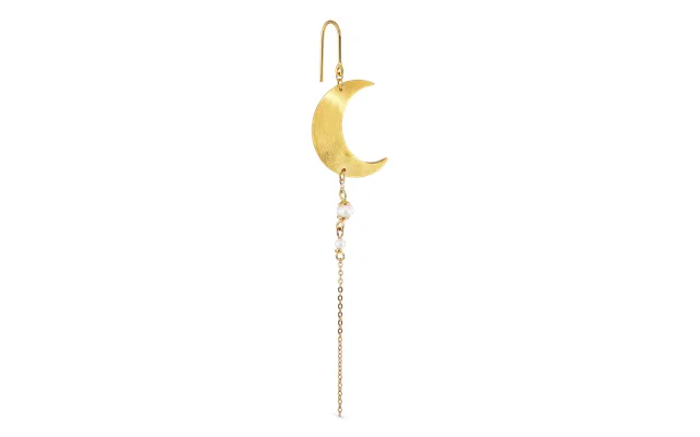 Half Moon With Pearl Chain Ørering - Forgyldt