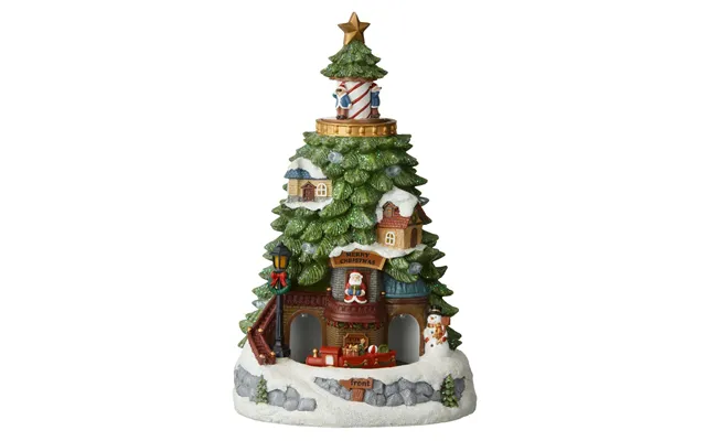 Juletræ M. Huse, Roterende Tog & Lys - H32 Cm
