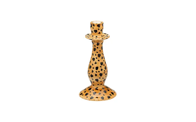 Leopard Lysestage, Brun - H24 Cm.