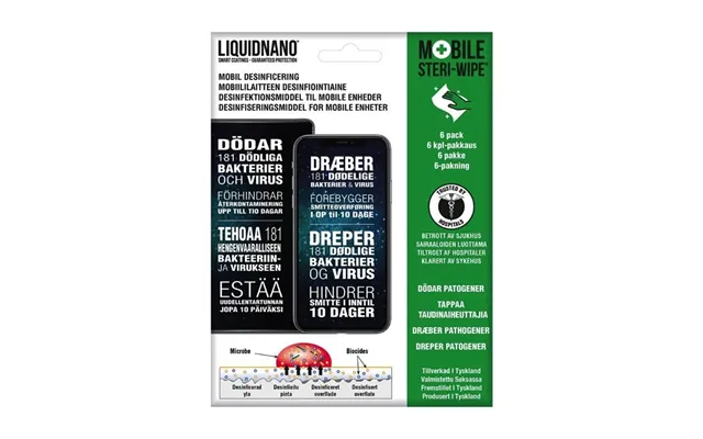 Liquidnano Steri-wipe 6-pak - Desinfektion Af Mobil I 10 Dage