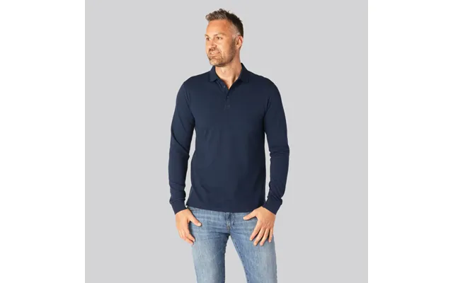 Bambus Langærmet Polo I Navy Til Mænd