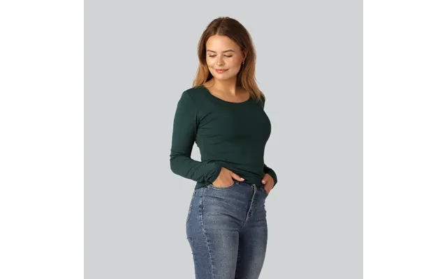 Bambus Langærmet T-shirt I Grøn Til Kvinder