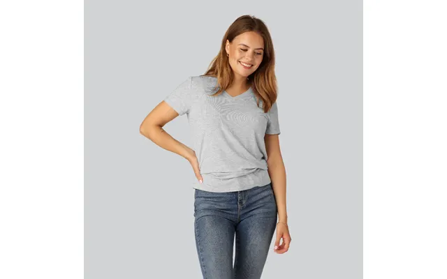 Bambus T-shirt V-hals Regular Lysegrå Til Damer