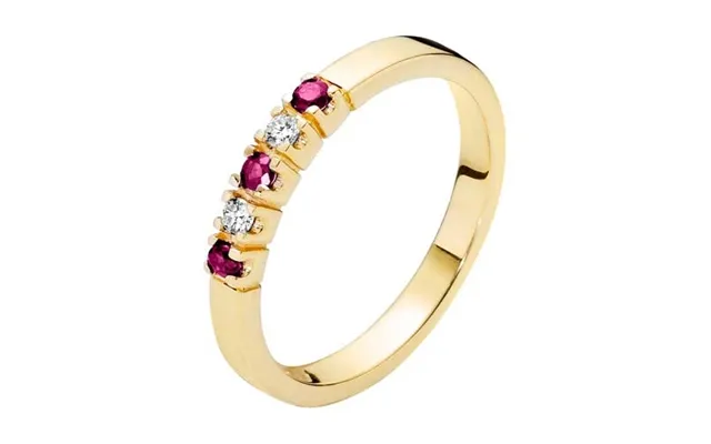 Alliancering I 14 Kt Guld Med Rubin Og Diamanter - 0,06 Ct