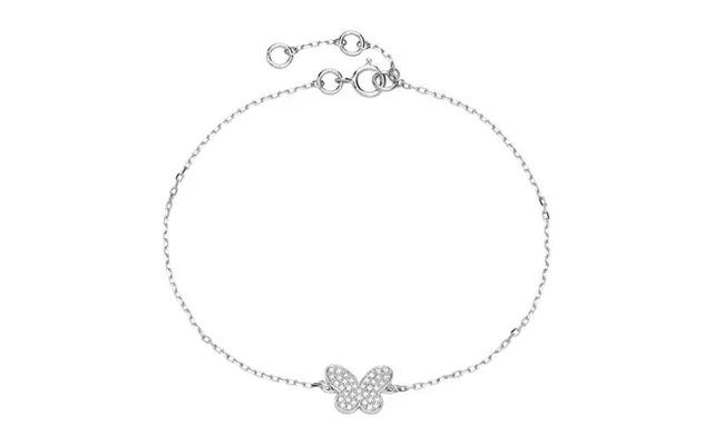 Armbånd I 14 Kt. Hvidguld Med Sommerfugl & Diamanter
