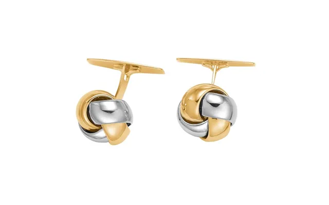 Manchetknapper I 14 Kt. Guld Og Hvidguld Med Flettet Knuder - 13 Mm