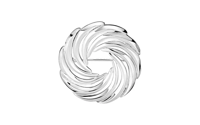 Rund Sølv Broche Med Fint Mønster - 34 Mm