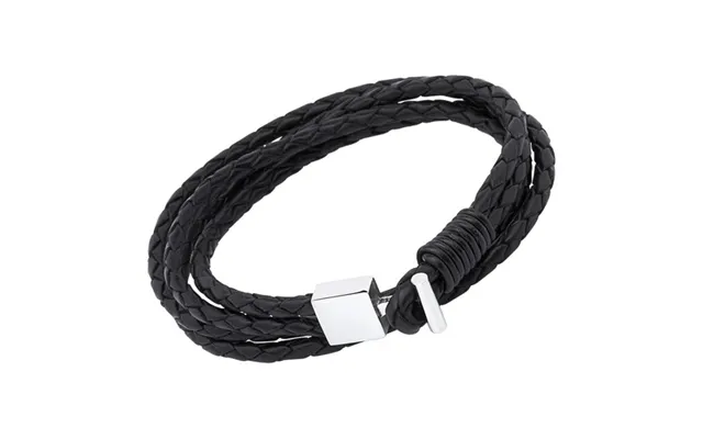 Sort Læderarmbånd Med Stållås 19 Og 21 Cm - Mulighed For Gravering