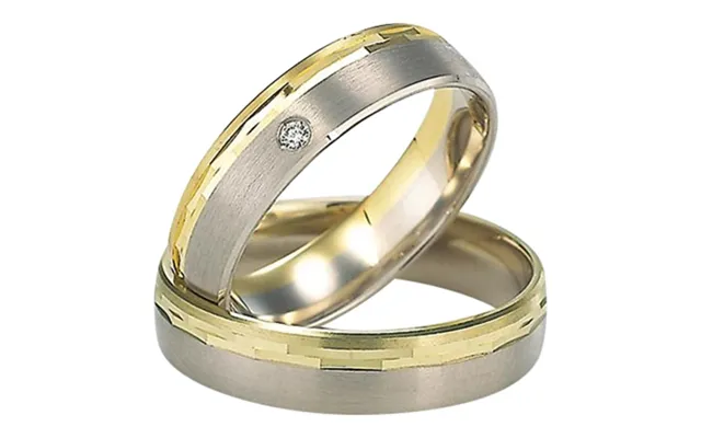 Vielsesringe I 14 Kt. Guld Og Hvidguld Med Diamant 0,02 Ct. - 5 Mm