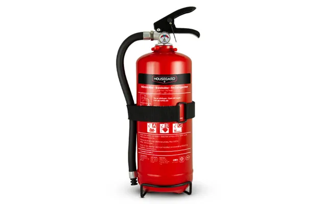 2 Kg Rød Pulverslukker Inkl. Vægbeslag Housegard