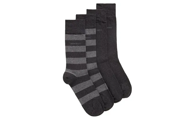 Boss Hugo Boss Strømper 2-pack Str. 39-42 - Block Stripe Grå 2 Stk