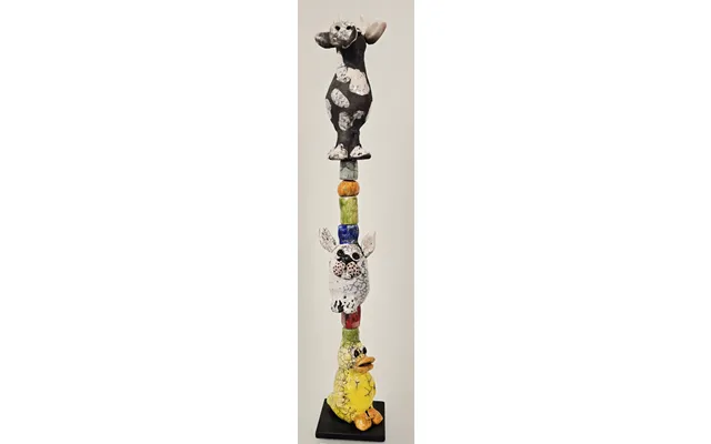 Tårn Med Dyr - Skulptur Af Dorit Knudsen Kunst Rakukeramik