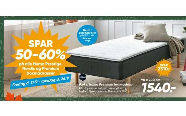 På Alle Huma Prestige, Nordic Og Premium Boxmadrasser