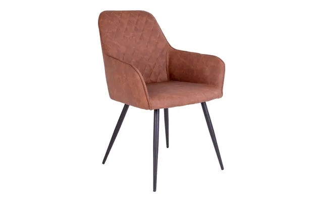 Harbo Spisebordsstol - Spisebordsstol, Pu Læder, Vintage Brun, Sorte Ben Hn1220 Sæt Af 2 Stk