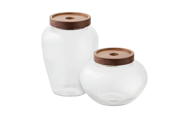 Maya Opbevaringsglas - Opbevaringsglas, Glas Acacia Sæt Af 2