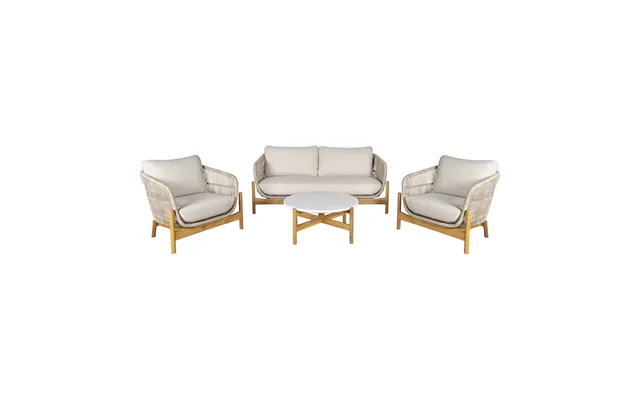 Terracina Loungesæt - Loungesæt, Akacie, Beige, Inkl. Hynder