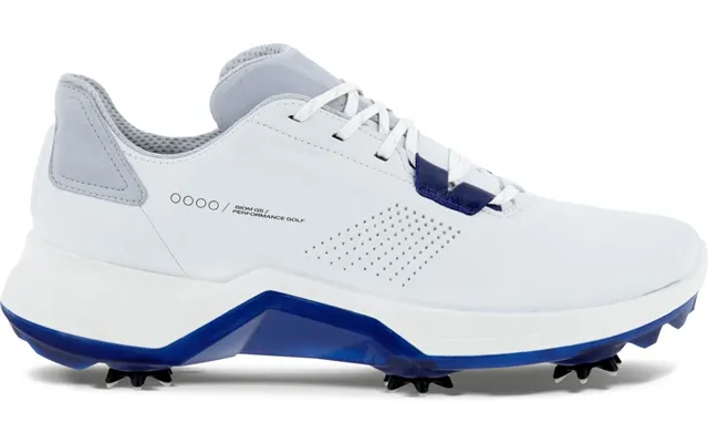 Ecco Biom G5 Vandtætte Herre Golfsko Med Spikes - White Blue Depths
