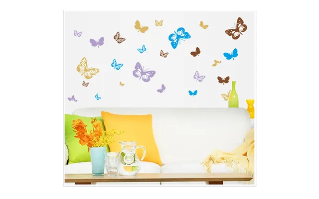 Flot Sommerfugle Wallsticker. 30 Farverige Sommerfugle.