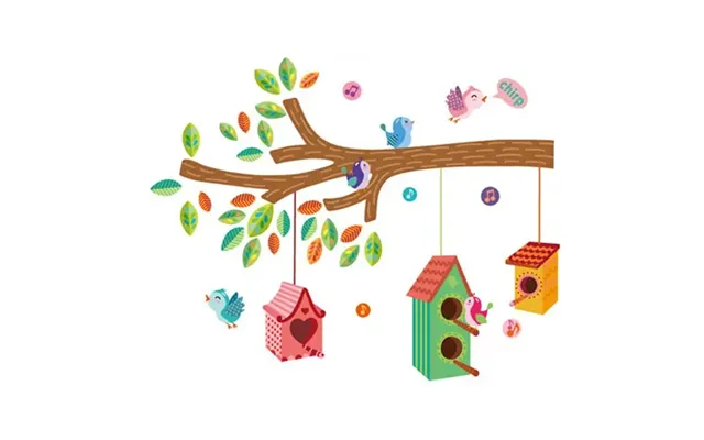 Fuglehus Wallsticker. Sød Og Hyggelig. 120x100cm.