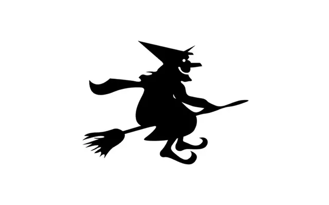 Halloween Wallsticker. Stor Heks På Flyvende Kost. 55x43cm.