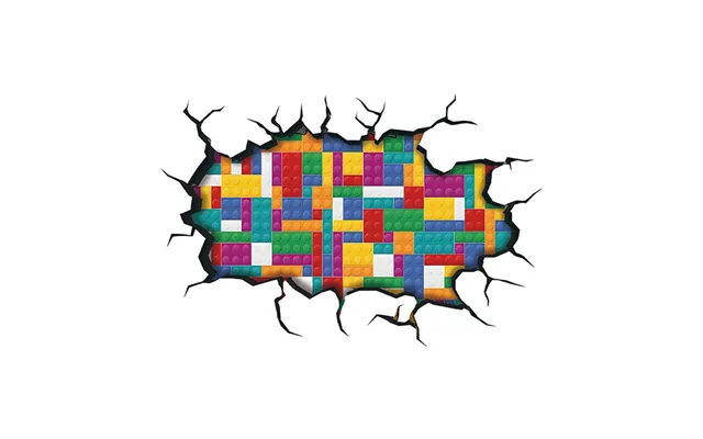 Hul I Væggen Wallsticker. Wallsticker Med Legoklodser