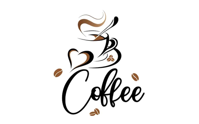 Kaffe Wallsticker - Coffee, Kaffekop, Hjerter Og Kaffebønner 38x32