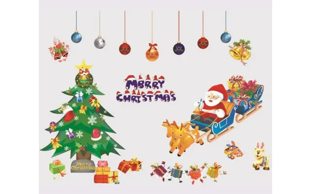Merry Christmas Jule Wallsticker. Julemand - Juletræ