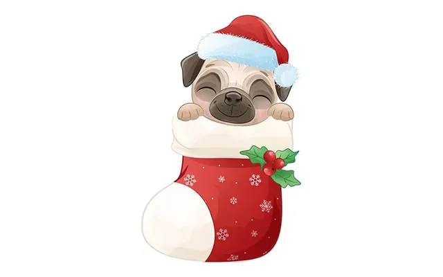 Sød Og Flot Jule Wallsticker Til Væg - Eller På Toilettet Hund I Julesok