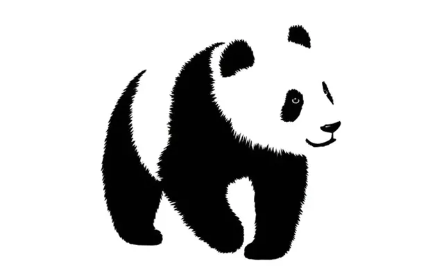 Sød Panda Wallsticker Med En Stor Panda. Sort Hvid. 50x55cm