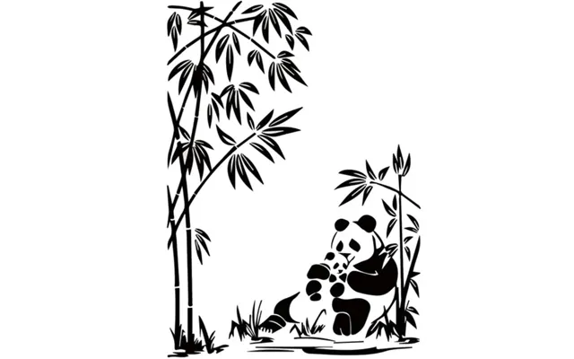 Sød Panda Wallsticker. Mor Med Panda Unge. 60x43cm