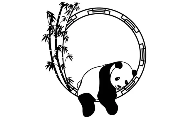 Sød Panda Wallsticker. Panda Slapper Af. Sort Hvid.