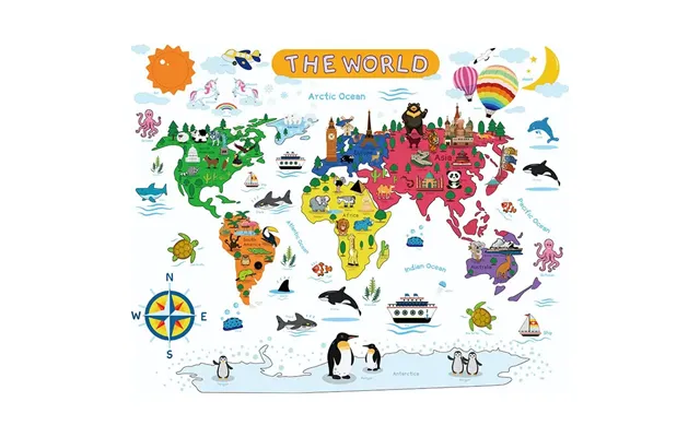 The World Wallsticker. Flot Og Farverigt Verdenskort For Børn