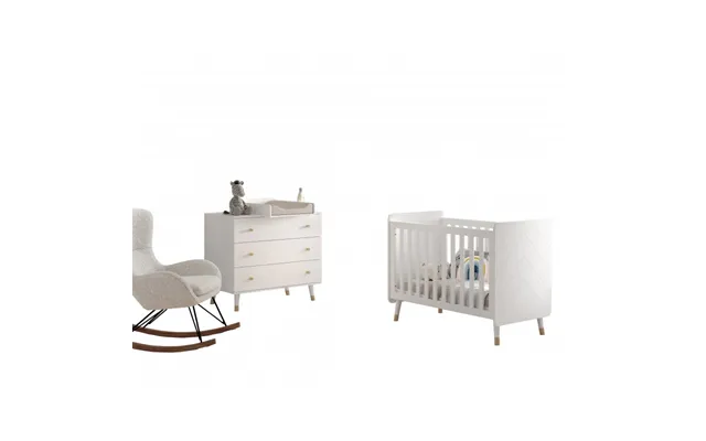 Babysæt Med Tremmeseng 60 X 120 Cm Og Kommode Billy - Hvid