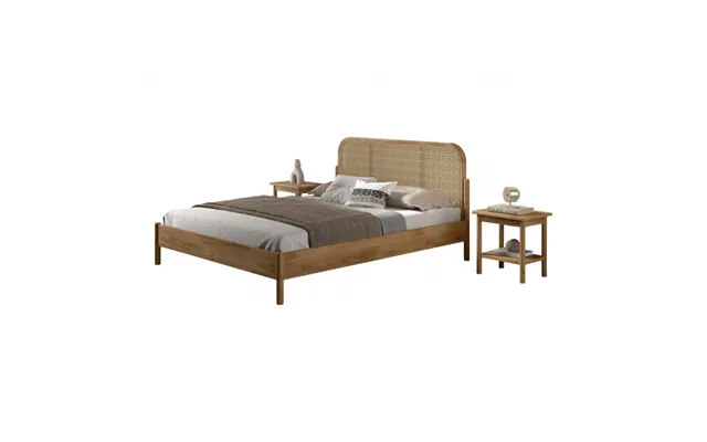 Dobbeltseng I Eg Med Rattan Gavl Olive 160 X 200 Cm 2 Natborde