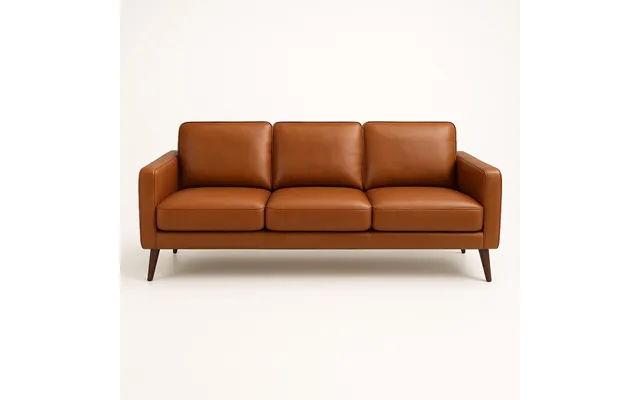 Hvidovre 3 Personers Lædersofa Cognac