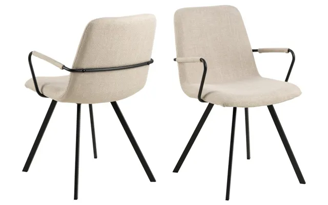 Act Nordic Selina Spisebordsstol, M. Armlæn - Beige Stof Og Matsort Stål