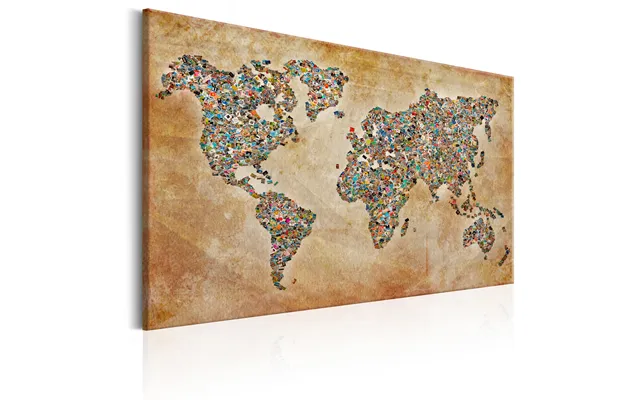 Artgeist Postcards From The World - Verdenskort Lavet Af Postkort Trykt På Lærred