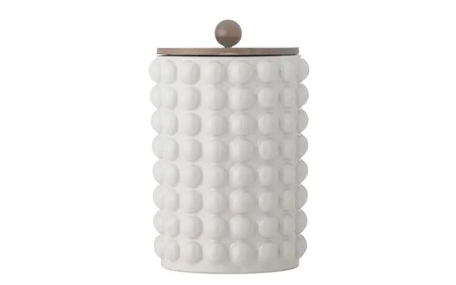 Creative Collection Madge Krukke M Låg - Akacietræ Og Hvid Stentøj D17xh27
