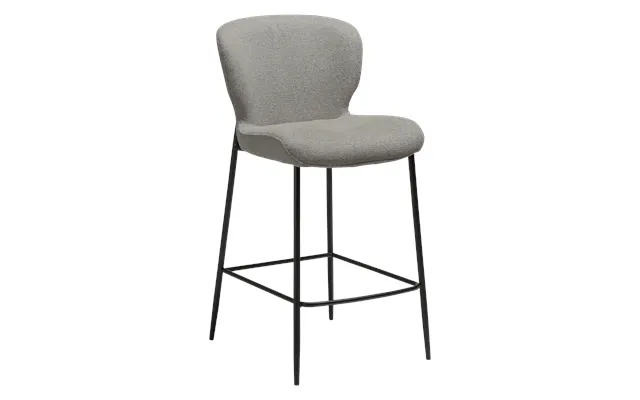 Dan-form Glory Barstol, M. Ryglæn Og Fodstøtte - Pebble Earth Bouclé Stof Og Sort Metal product image